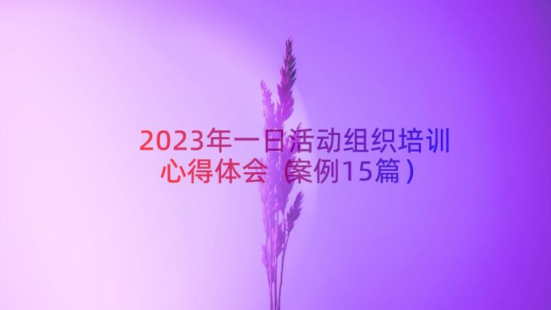 2023年一日活动组织培训心得体会（案例15篇）