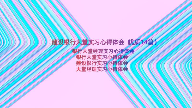 建设银行大堂实习心得体会（优质14篇）