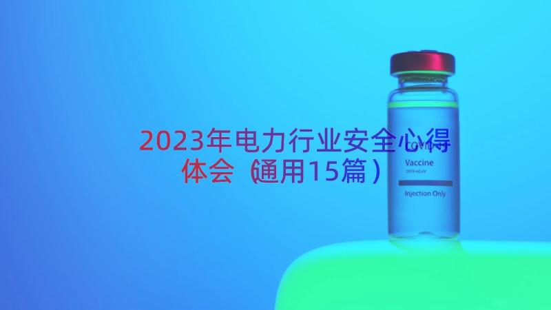 2023年电力行业安全心得体会（通用15篇）