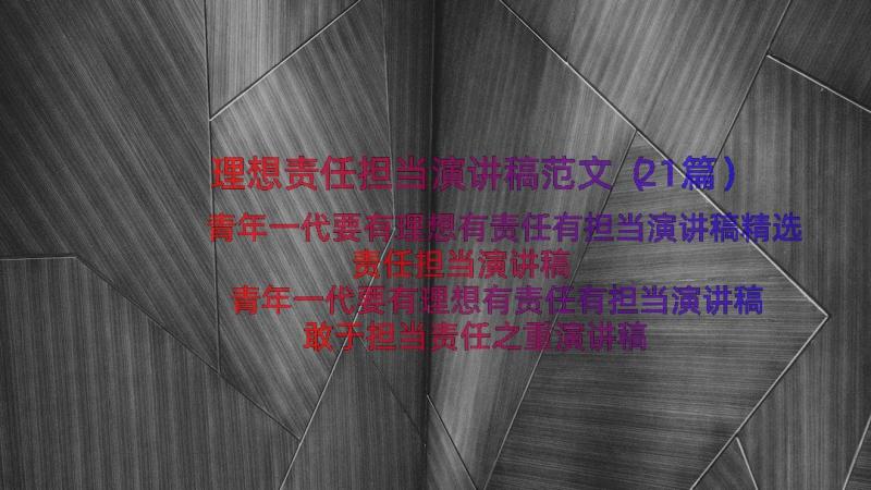 理想责任担当演讲稿范文（21篇）