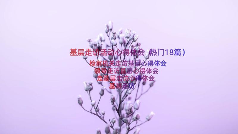 基层走访活动心得体会（热门18篇）