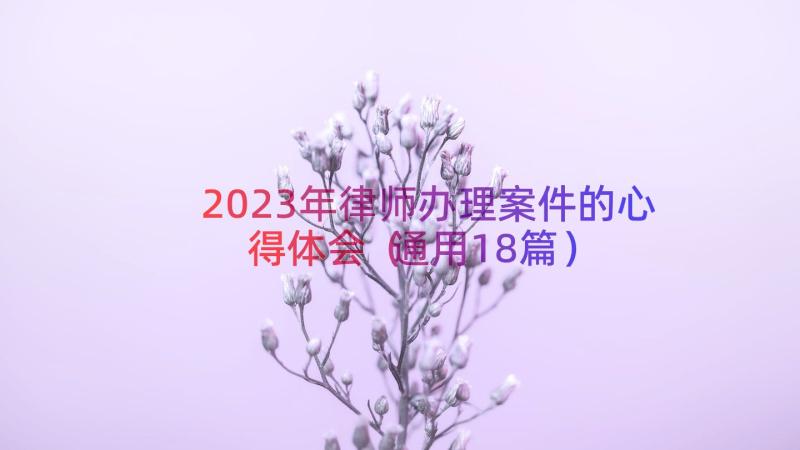 2023年律师办理案件的心得体会（通用18篇）