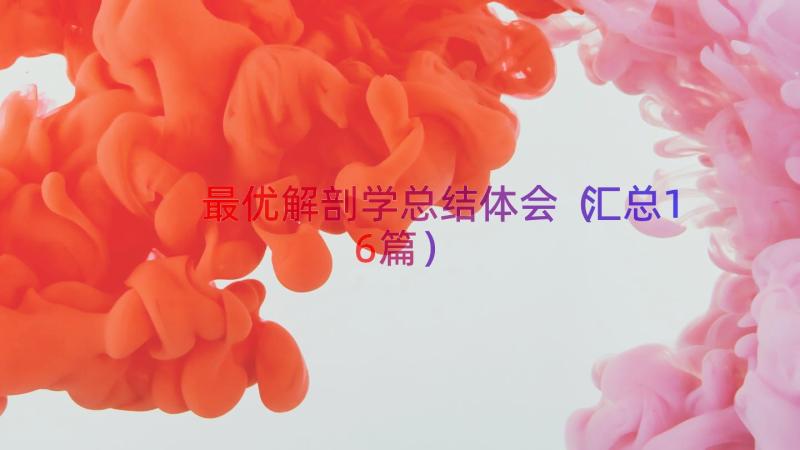 最优解剖学总结体会（汇总16篇）