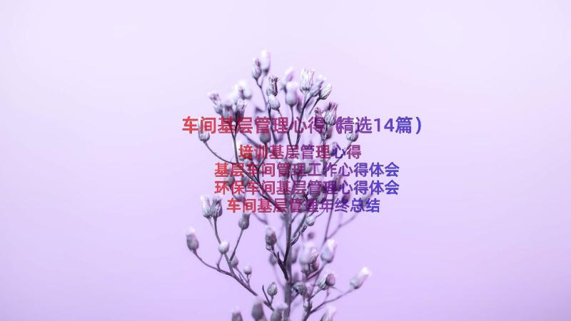 车间基层管理心得（精选14篇）