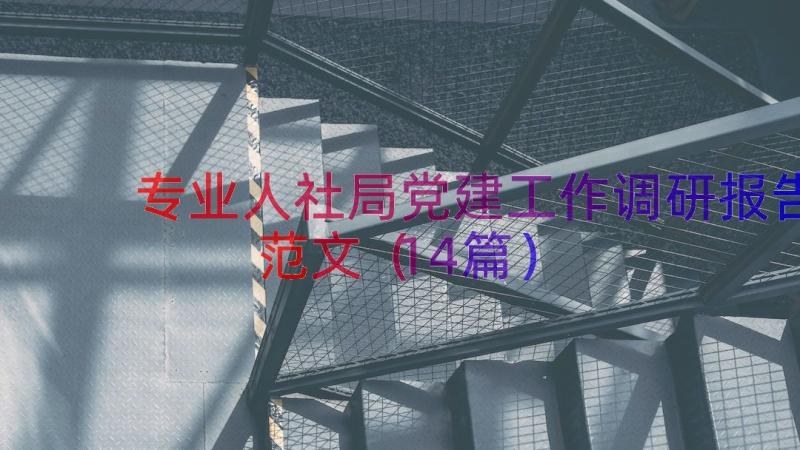 专业人社局党建工作调研报告范文（14篇）