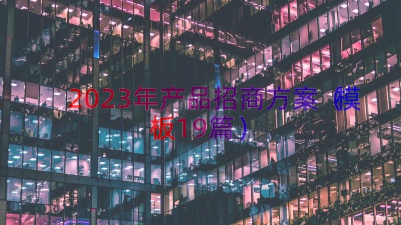 2023年产品招商方案（模板19篇）