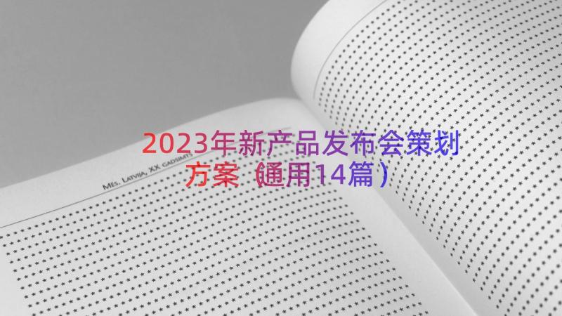 2023年新产品发布会策划方案（通用14篇）