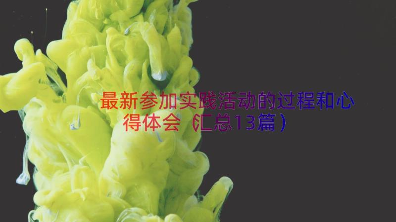 最新参加实践活动的过程和心得体会（汇总13篇）