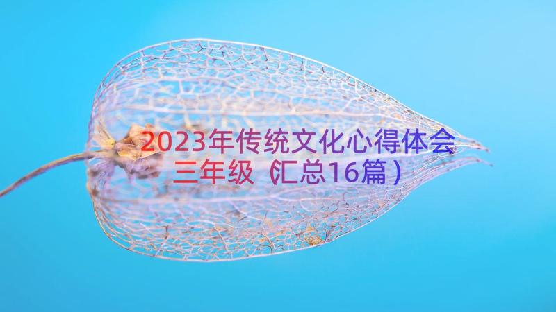 2023年传统文化心得体会三年级（汇总16篇）