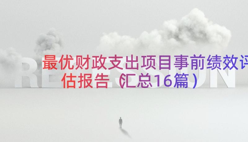 最优财政支出项目事前绩效评估报告（汇总16篇）