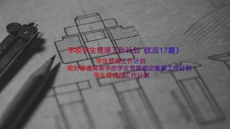 学校学生管理工作计划（优质17篇）