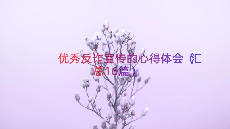 优秀反诈宣传的心得体会（汇总16篇）