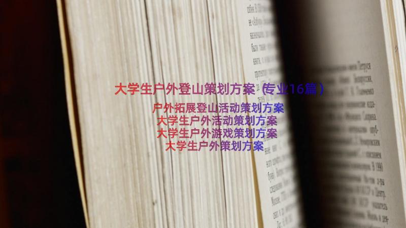 大学生户外登山策划方案（专业16篇）