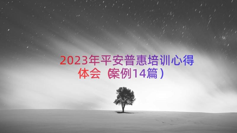 2023年平安普惠培训心得体会（案例14篇）