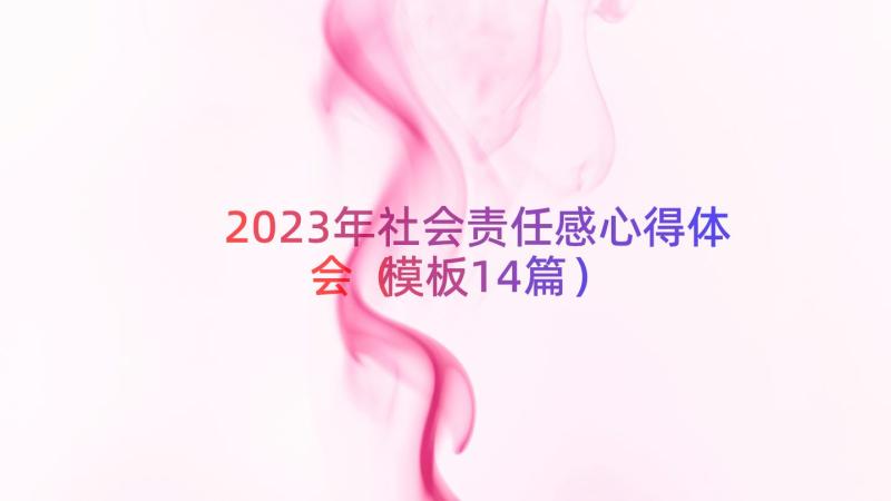 2023年社会责任感心得体会（模板14篇）