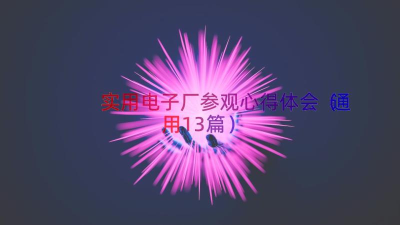 实用电子厂参观心得体会（通用13篇）