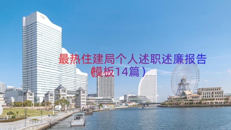 最热住建局个人述职述廉报告（模板14篇）