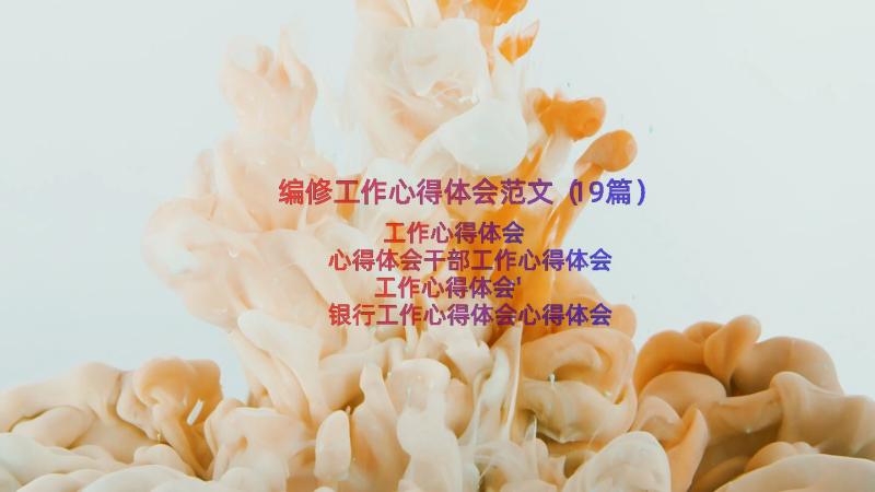 编修工作心得体会范文（19篇）