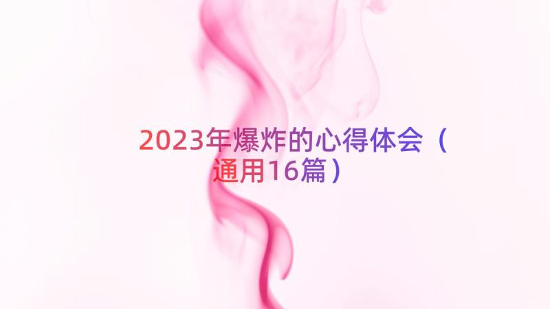 2023年爆炸的心得体会（通用16篇）