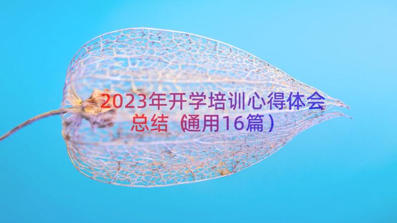 2023年开学培训心得体会总结（通用16篇）