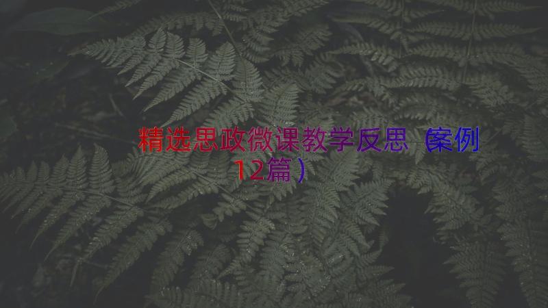 精选思政微课教学反思（案例12篇）