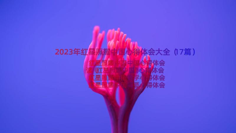 2023年红星照耀中国心得体会大全（17篇）