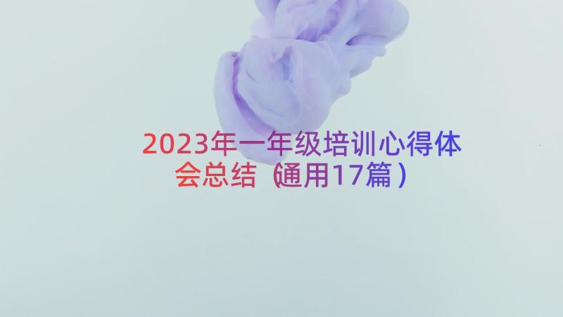 2023年一年级培训心得体会总结（通用17篇）