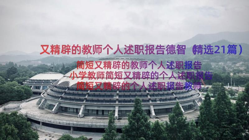 又精辟的教师个人述职报告德智（精选21篇）