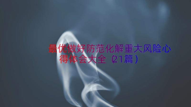 最优做好防范化解重大风险心得体会大全（21篇）