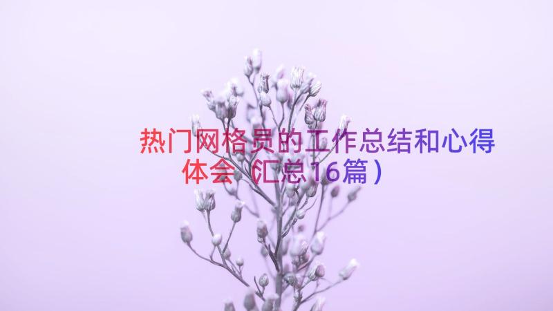 热门网格员的工作总结和心得体会（汇总16篇）