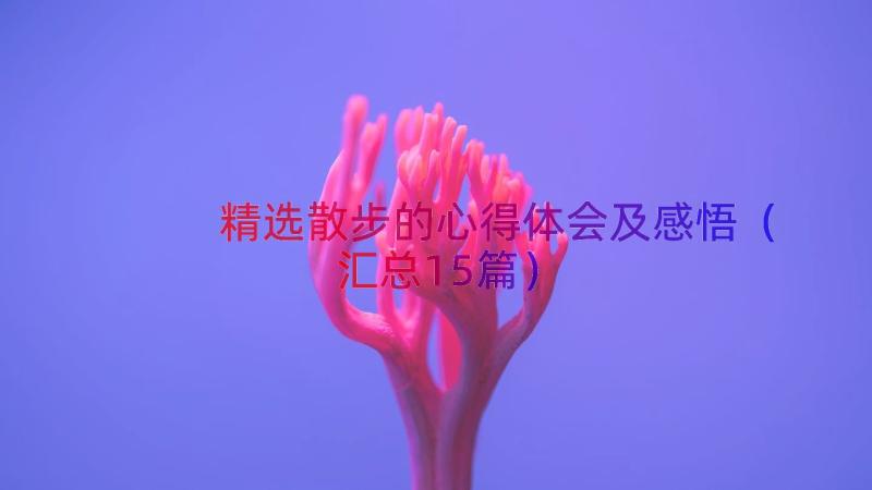 精选散步的心得体会及感悟（汇总15篇）