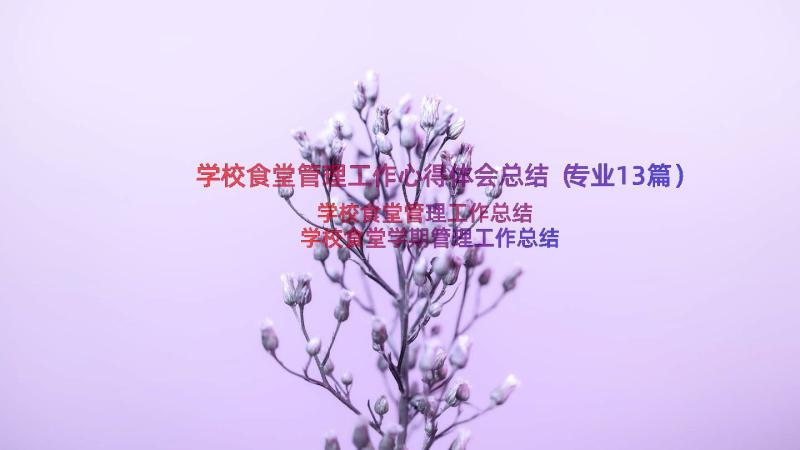 学校食堂管理工作心得体会总结（专业13篇）