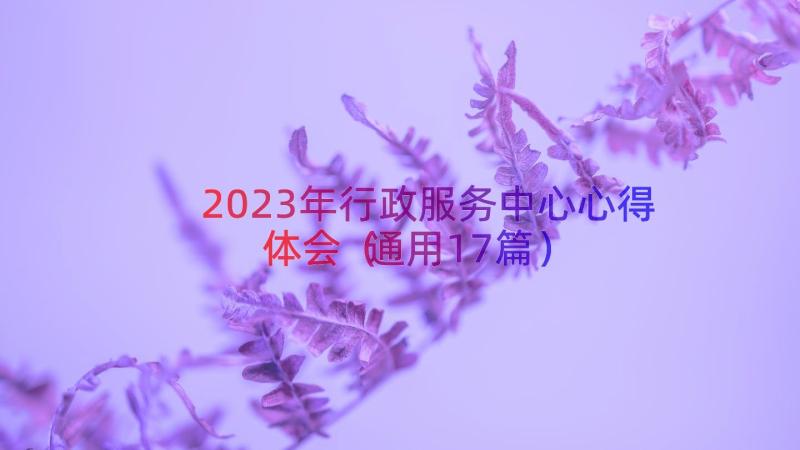 2023年行政服务中心心得体会（通用17篇）