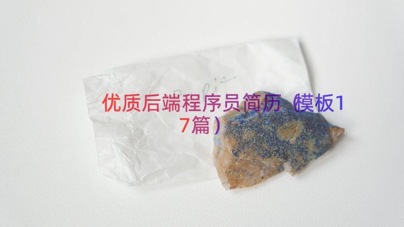 优质后端程序员简历（模板17篇）