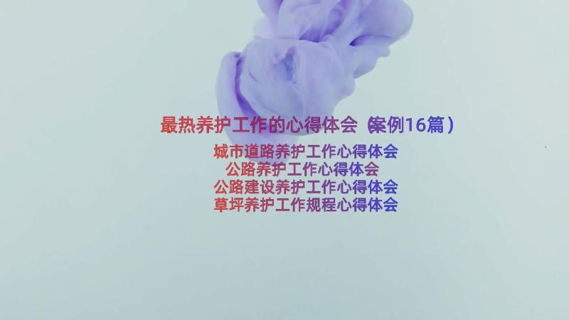 最热养护工作的心得体会（案例16篇）