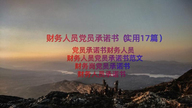 财务人员党员承诺书（实用17篇）