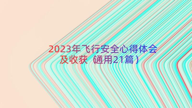 2023年飞行安全心得体会及收获（通用21篇）