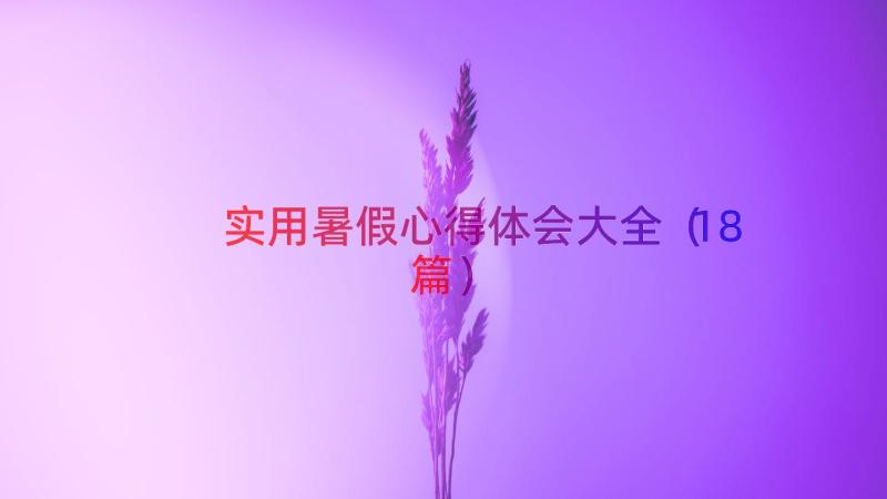 实用暑假心得体会大全（18篇）