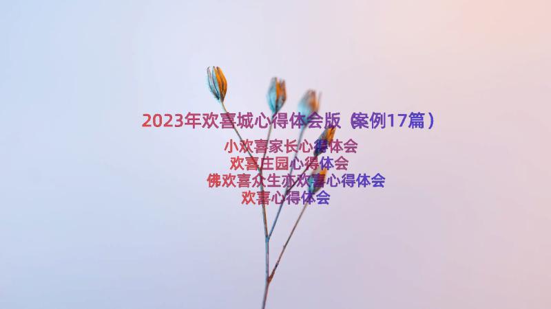 2023年欢喜城心得体会版（案例17篇）