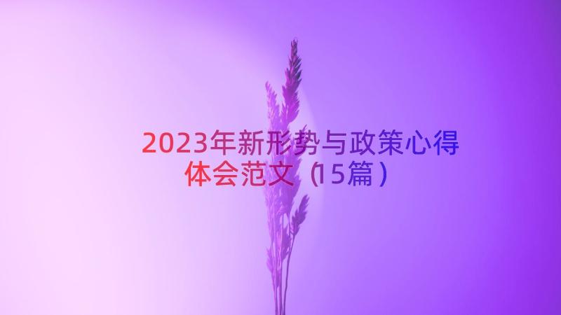 2023年新形势与政策心得体会范文（15篇）