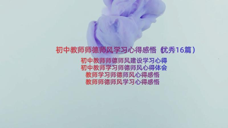 初中教师师德师风学习心得感悟（优秀16篇）