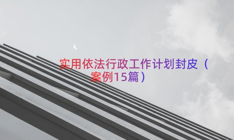 实用依法行政工作计划封皮（案例15篇）