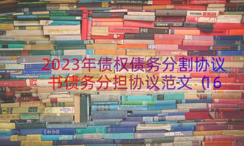 2023年债权债务分割协议书债务分担协议范文（16篇）