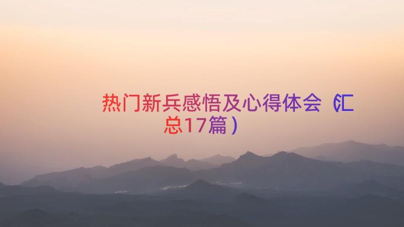 热门新兵感悟及心得体会（汇总17篇）