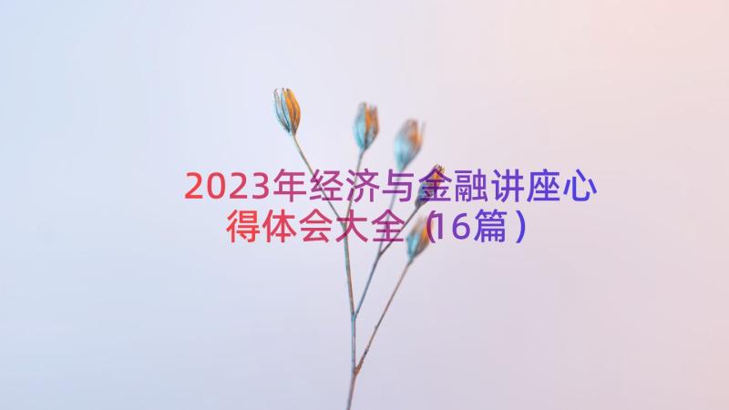 2023年经济与金融讲座心得体会大全（16篇）