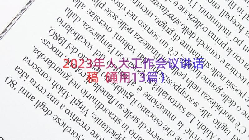 2023年人大工作会议讲话稿（通用13篇）