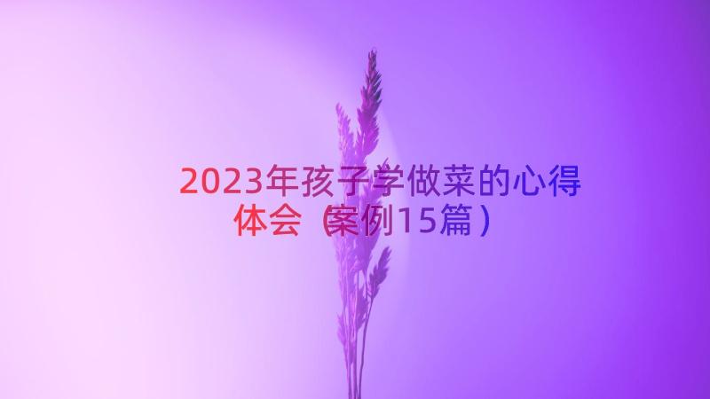 2023年孩子学做菜的心得体会（案例15篇）