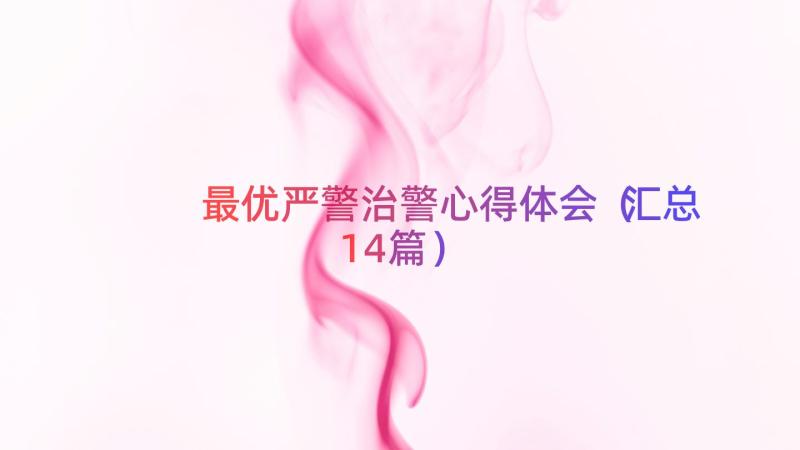 最优严警治警心得体会（汇总14篇）