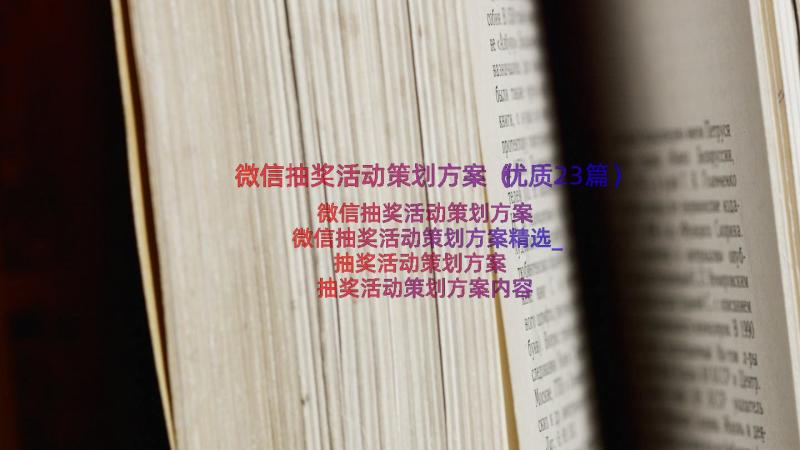 微信抽奖活动策划方案（优质23篇）