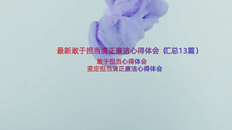 最新敢于担当清正廉洁心得体会（汇总13篇）